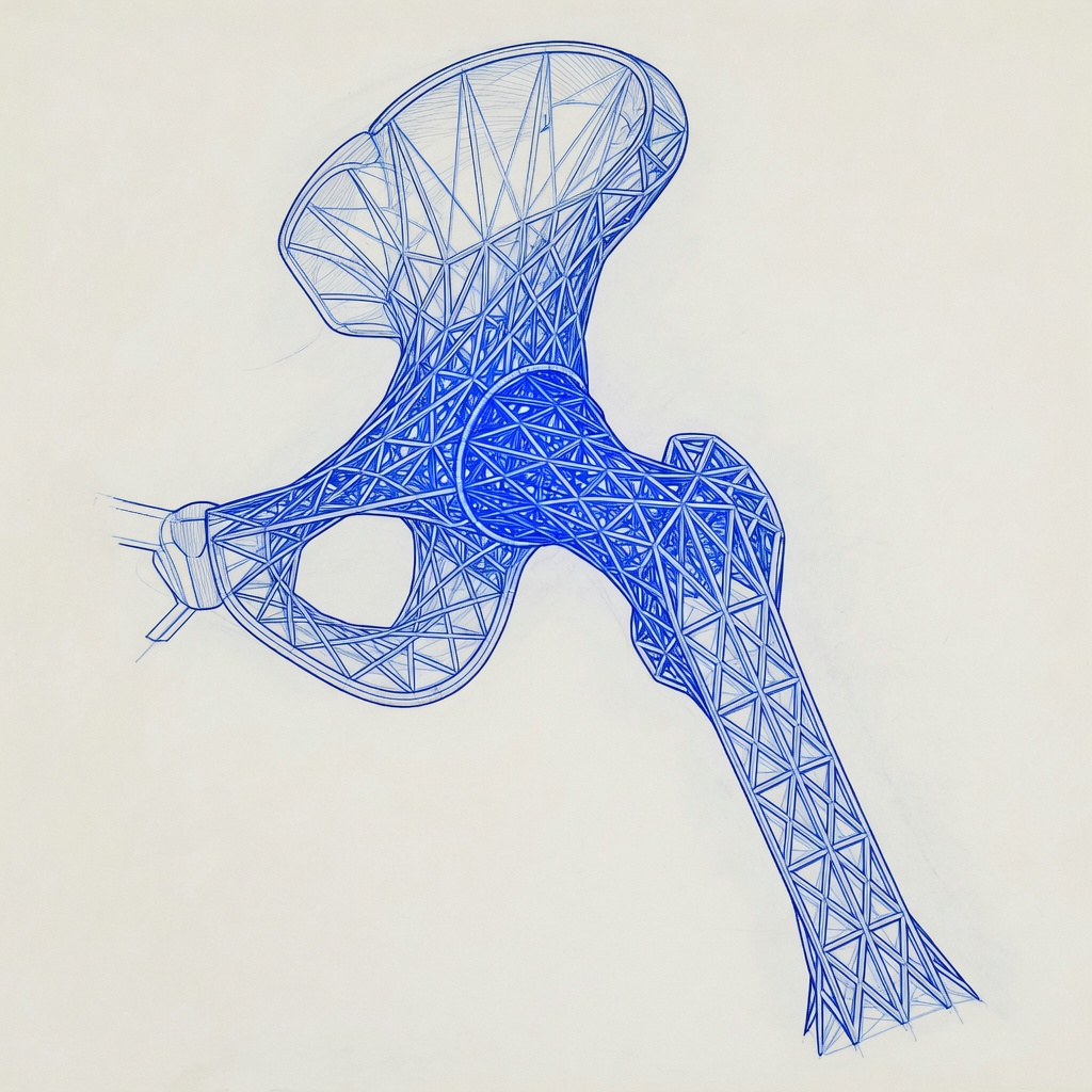 Blue line study of hip bone structure